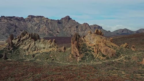 Volcanic Landscape Aerial View Rocky Terrain Mountains
