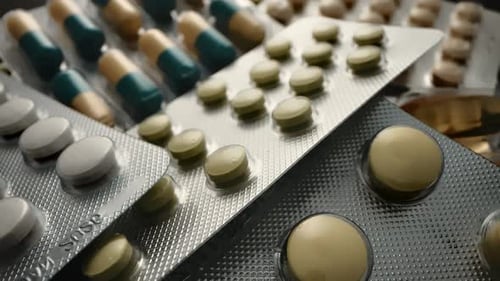 Close-up of Medication Blisters with Pills – 4K Healthcare Footage
