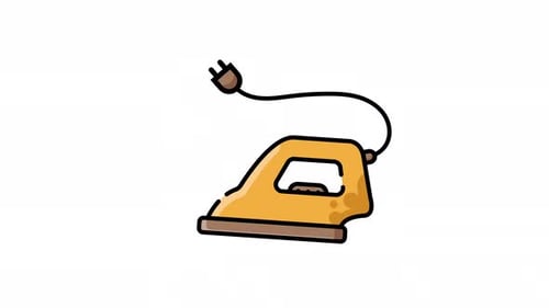 Iron icon for fabric pressing and wrinkle removal animation