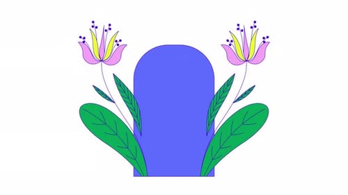 Flat Design Floral Arch with Stylized Flowers Animation