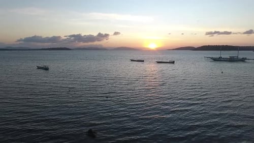 Aerial beautiful sunset and sea