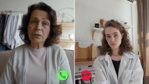 Deux professionnels se connectent pour une discussion en ligne sur les conseils de santé
