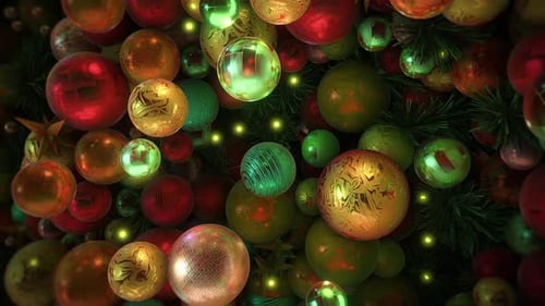 Sparkling Christmas Ornaments and Lights Festive Background Loop