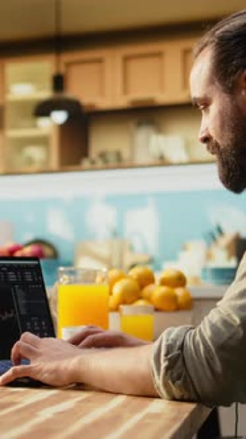 Vertical Video Stockbroker at Home Day Trading Fluctuations Monitoring Market Trends
