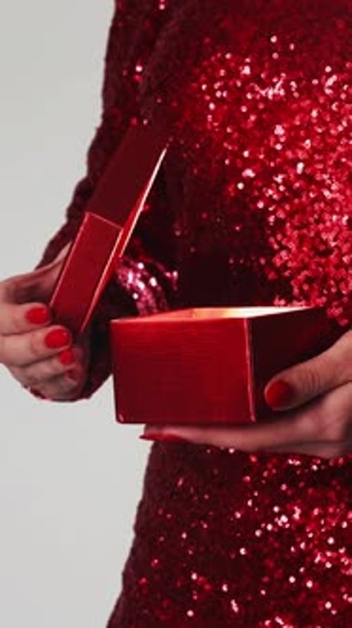 Red Box Birthday Surprise with Glowing Light