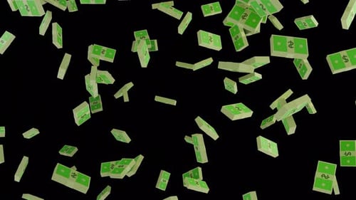 Falling Green Money Stacks Loop Animation