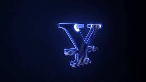 Blue Neon Glowing Y Letter Logo Animation with Digital Grid