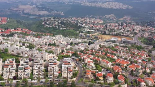 Jerusalem Mountains and Mevseret zion Town Aerial view