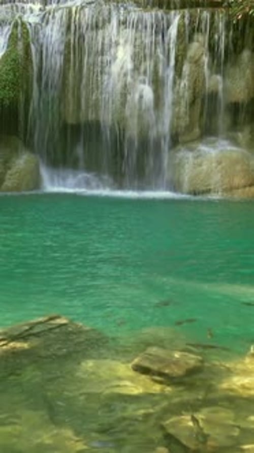 One of Waterfalls of Erawan Cascade in Thailand