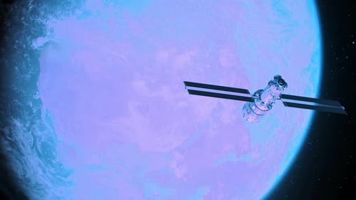 Une station spatiale orbite autour de la Terre