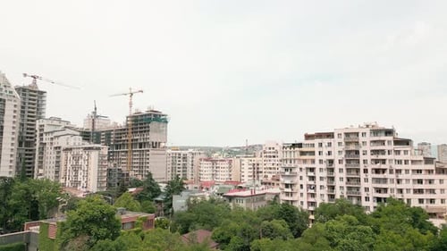 Old And New Real Estate Buildings In Tbilisi (Rising View)