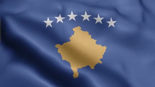 Front mit kosovarischer Flagge