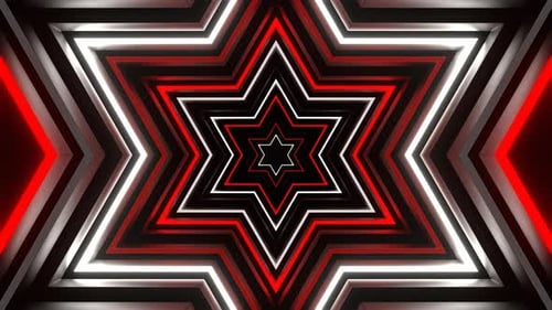 Red And White Neon Strobe Hexagonal Star Background Vj Loop In 4K