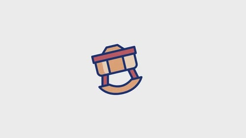 Animated Flat Design Rocking Baby Crib Icon