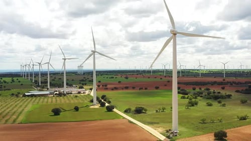 Explore Serene Landscapes of Wind Turbines and Lush Fields in Texas