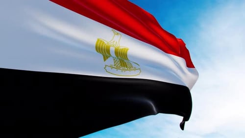 Egyptian National Flag Waving in Realistic Slow Motion