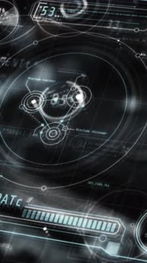 Affichage tête haute futuriste affichant les informations d'analyse et de traitement des données