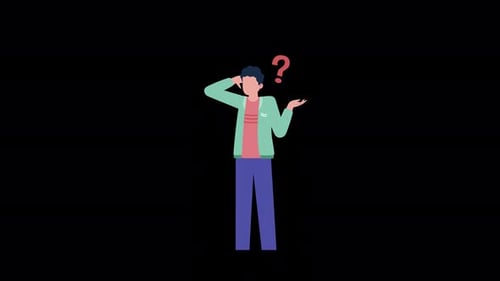 Flat Design Man Shrugging and Questioning Animation