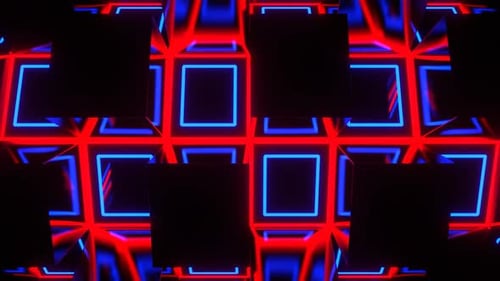 Red And Blue Cylindrical Neon Moving Background Vj Loop In HD