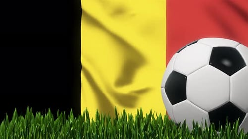 Soccer Background with Belgium Flag 4K Looped