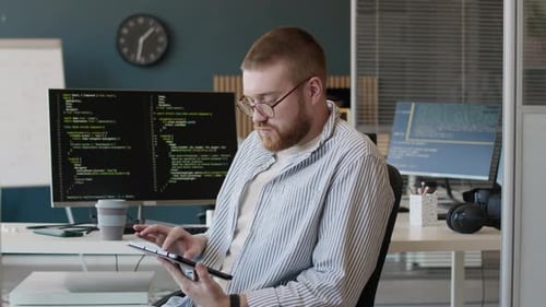 Gen Z Programmer Using Digital Tablet