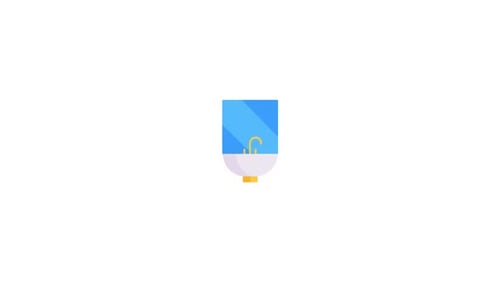 Flat Design Water Heater Icon with Heating Animation