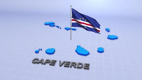 Cape Verde Map With Flag