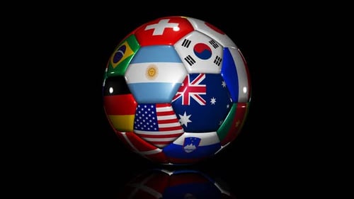 Looping Animation a Soccer Ball with Flags. on Black Activity