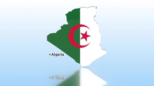 Animated 3D Map of Algeria Flag Reveal