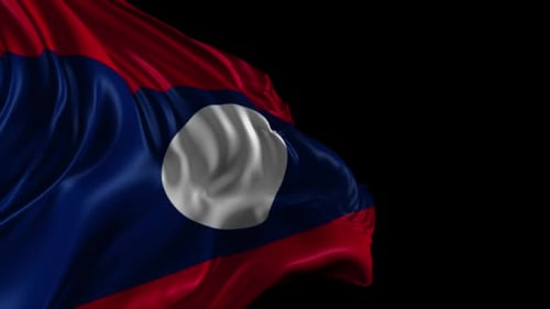 Laos National Flag Realistic Waving Loop