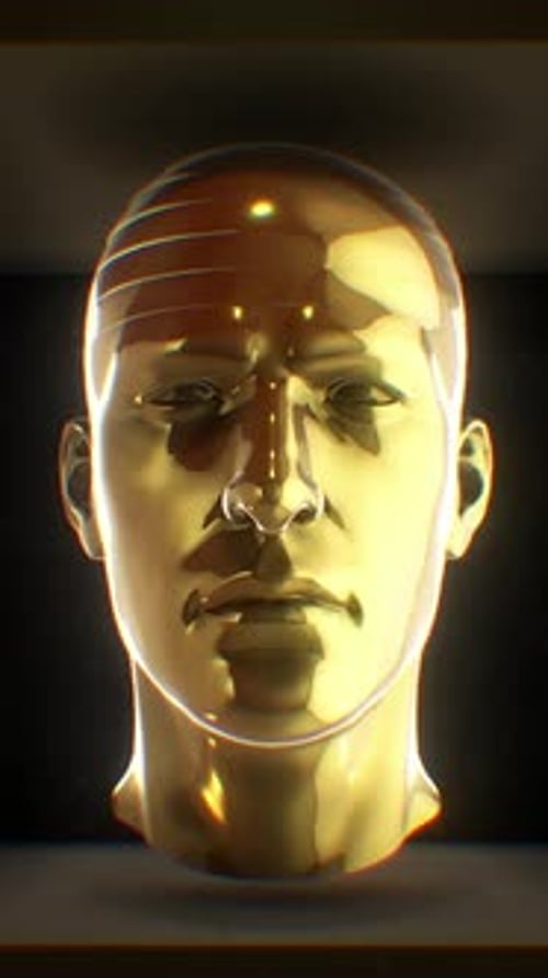 Abstract Golden Head Slicing and Reforming 3D Animation