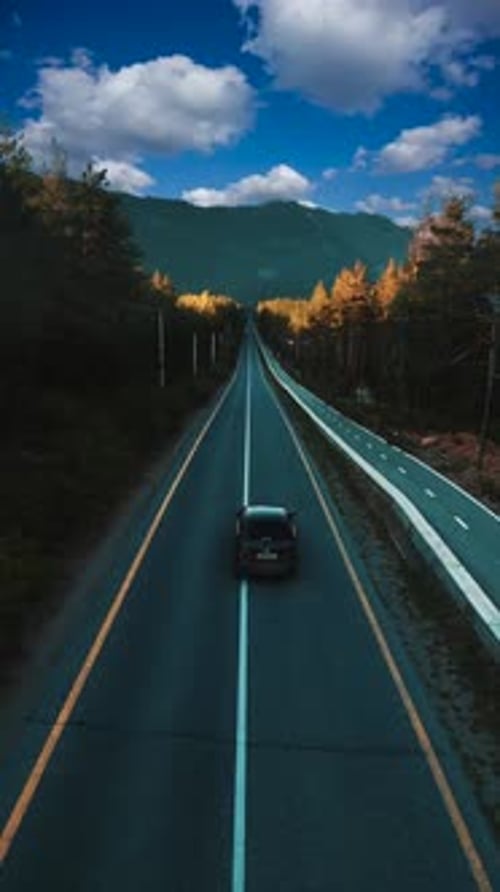 Car moving on an empty road