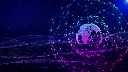 Technologie mondiale 3D La planète Terre dans le cyberespace Cloud mondial Big Data Cloud