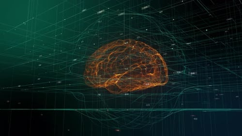 Gebotsdaten für das digitale Gehirn. Veranschaulichung des Denkprozesses. Technologische Animation der Zukunft, Deep Learning