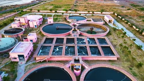 Sewage Treatment Plant - Aerial View - Forwards