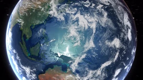 Realistic Earth From Space Zoom In Clouds Philippines Manila