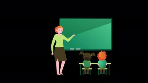 Teacher With Students In A Classroom Alpha Channel 4K