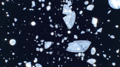 Wunderschöne fliegende funkelnde, glänzende Diamant-Edelsteine, brillanter klarer Kristall — 4K