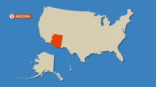 Flat Design USA Map Build-Up and Arizona State Highlight Animation