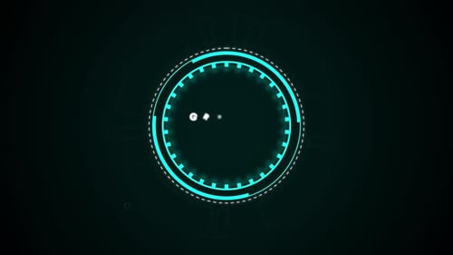 Futuristic hud interface with circular design elements and glowing neon visuals