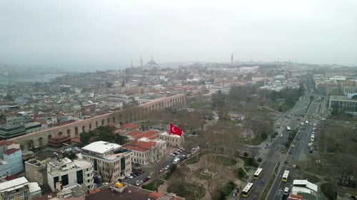 Scenic Aerial View of Istanbul Cityscape on Overcast Day