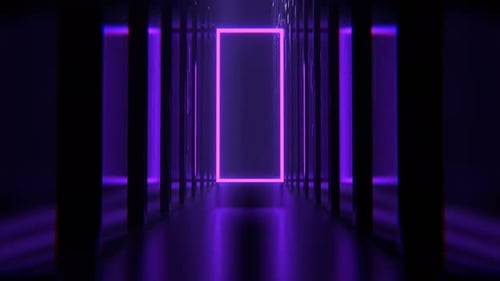 Purple Neon Alien Endless Corridor Background Vj Loop I 4K