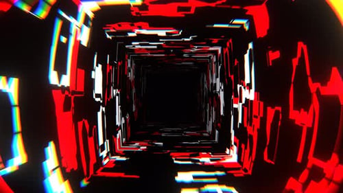 Rot-weißer Rahmen mit wechselnden abstrakten Formen, Hintergrund, VJ Loop in 4K