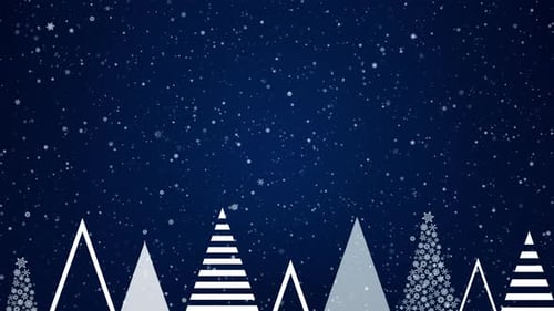 Animated Winter Christmas Background with Falling Snow and Trees
