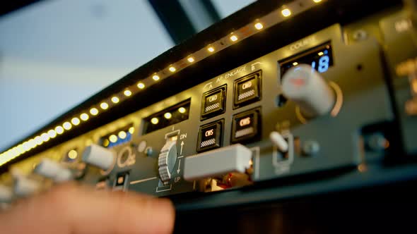 Airplane Control Panel Engaged in a Cockpit, Technology Stock Footage ...