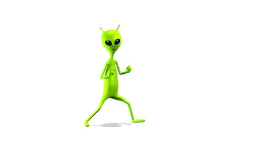 3D Green Alien Character Animation Performing Different Actions