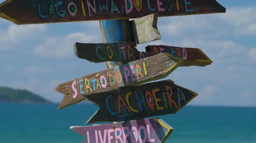 Destination Sign on the Beach in Brazil