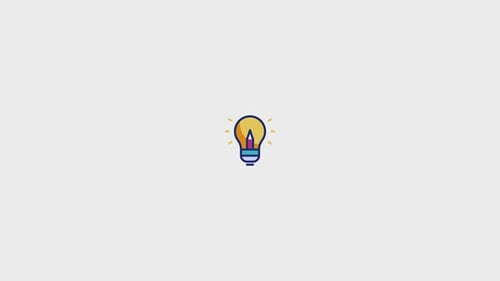 Flat Design Idea Lightbulb with Pencil Animation