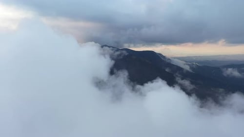 Stunning aerial view of Montseny mountain nature reserve and dense forests of Catalonia