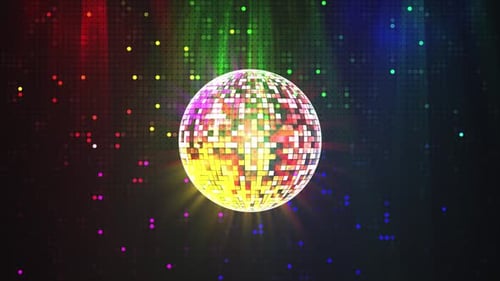 Colorful Retro Disco Ball Spinning Party Background